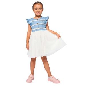 Calvin Klein Girls Denim and Tulle Dress
